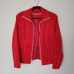 Vintage retro red zip front jacket white detail 10